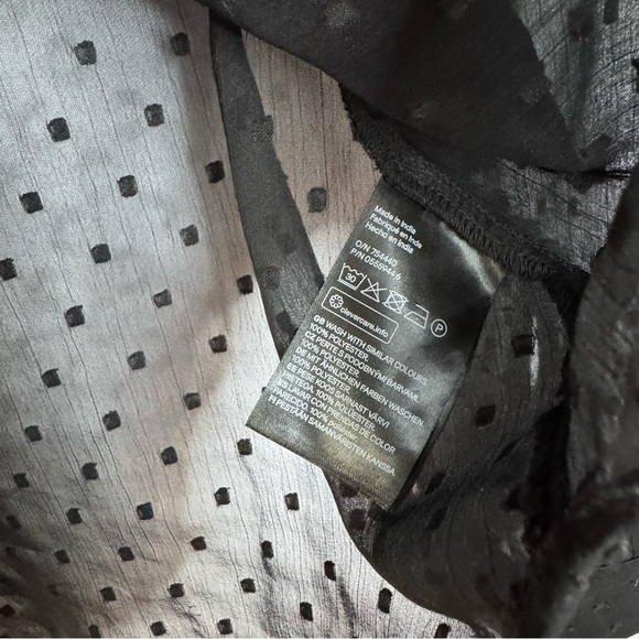 H&M Black Swiss Dot Sheer Ruffle Long Sleeve Button Down 4 - Picture 5 of 5